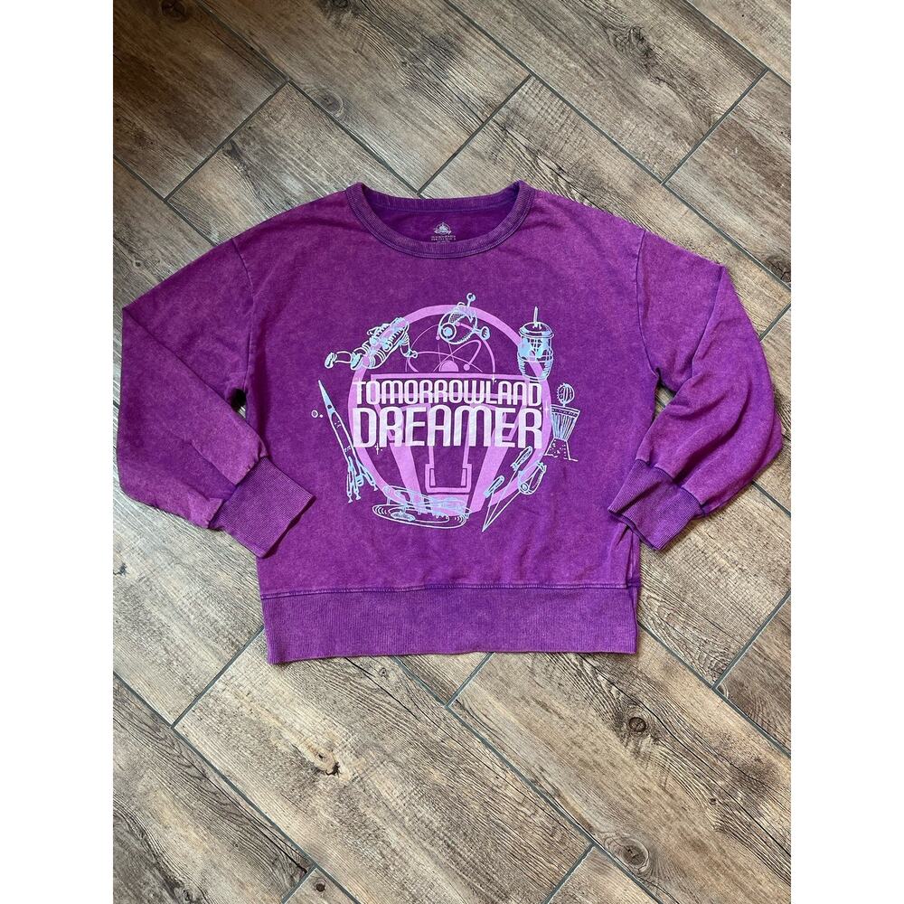 Disney Tomorrowland Dreamer Graphic Pullover Sweatshirt Purple Small